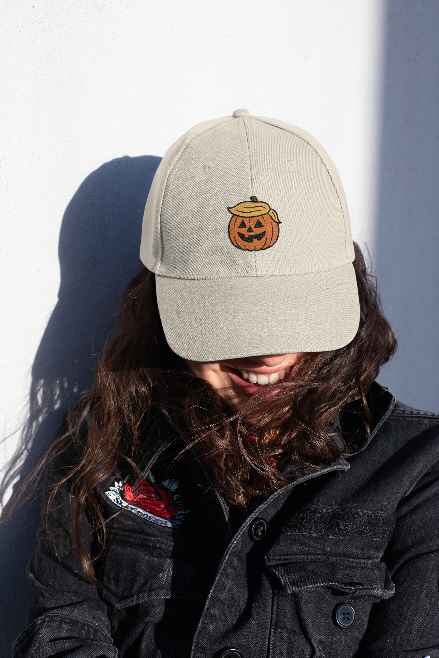 Embroidered Trump Jack-o-Lantern Baseball Cap